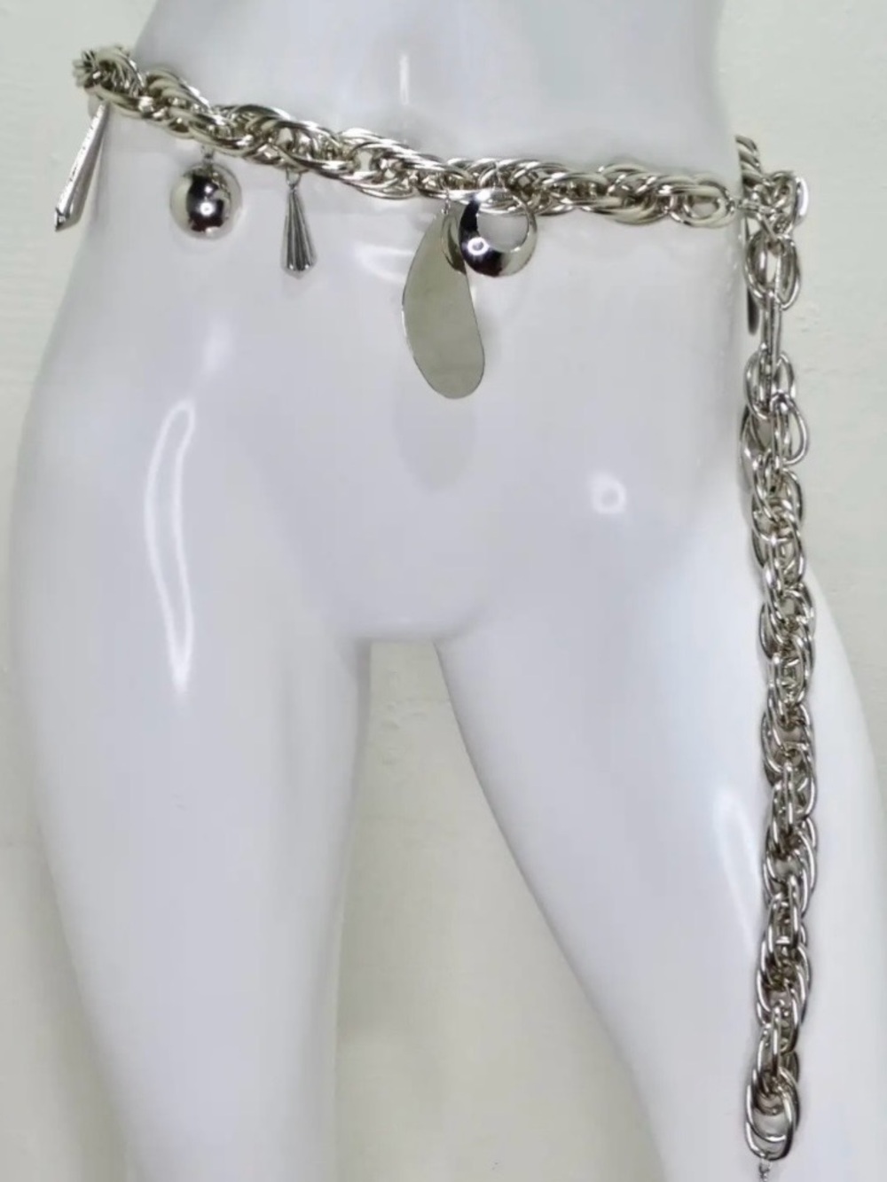 PUCCI VINTAGE Silver Chain Link Charm Belt - Necklace, signed, pristine
